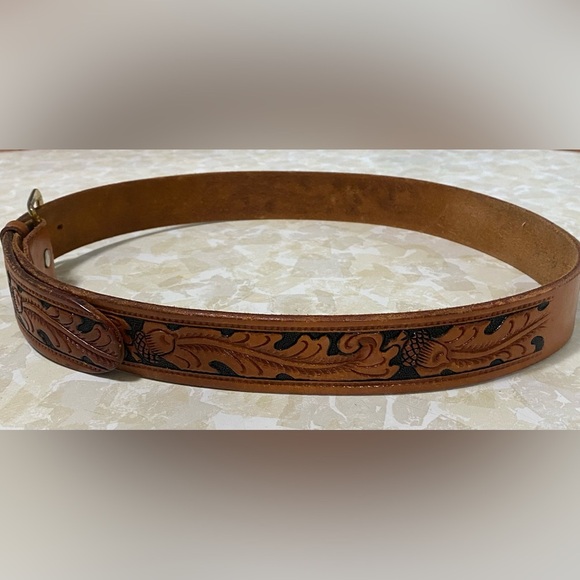 Leather Belt Brown Mexican Sz 36 - Picture 4 of 9